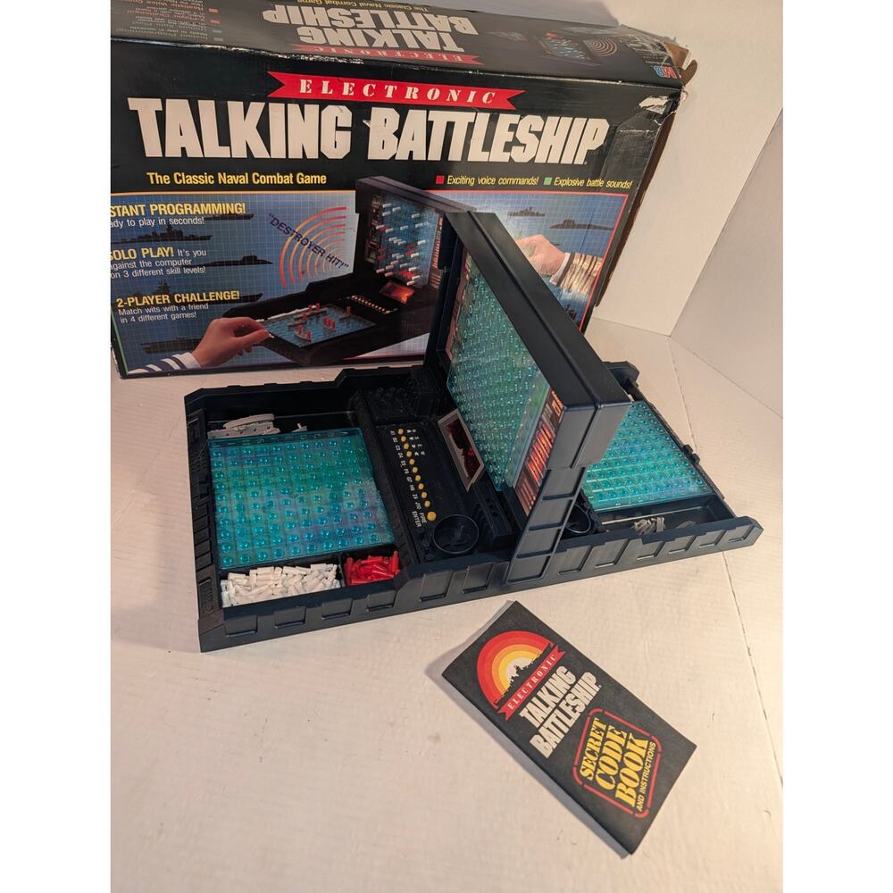 Vintage 1989 Electronic Talking Battleship Game MB  4750 Works Box NICE